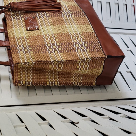 Patricia Nash toscano tote with tassel woven with leather tote new bag - Picture 3 of 9